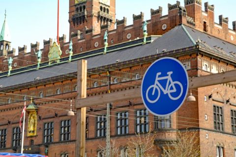 Panneau cyclable à Copenhague
