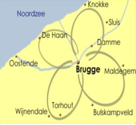 Itinéraire du séjour à vélo en étoile à Bruges vendu par Espace Randonnée