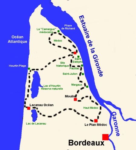 Itinéraire du Tour du Médoc à vélo vendu par Espace Randonnée