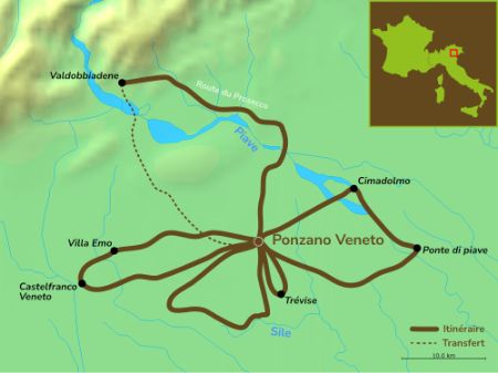 Itinéraire du séjour à vélo en étoile en Vénétie vendu par Espace Randonnée