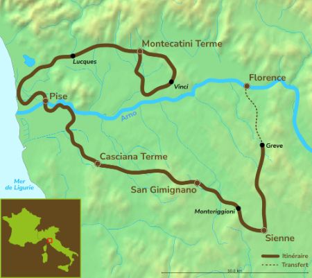 Itinéraire du séjour vélo clé en main en toscane vendu par Espace randonnée